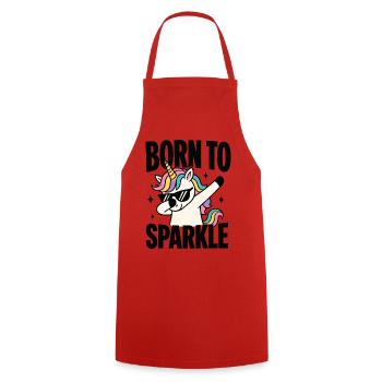 Born to Sparkle – Dabbing Einhorn - Kochschürze - Rot - Vorne - AI Model Male 185 dark (185cm)