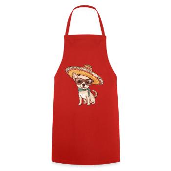 Chihuahua Hund Lustig Sombrero - Kochschürze - Rot - Vorne - AI Model Male 185 dark (185cm)