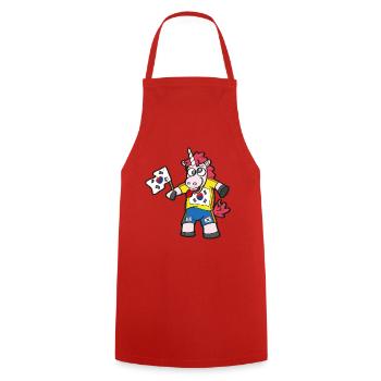 Licorne folle sud-coréenne - Tablier de cuisine - rouge - Devant - AI Model Male 185 dark (185cm)