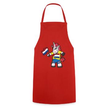 Licorne folle de Hollande - Tablier de cuisine - rouge - Devant - AI Model Male 185 dark (185cm)