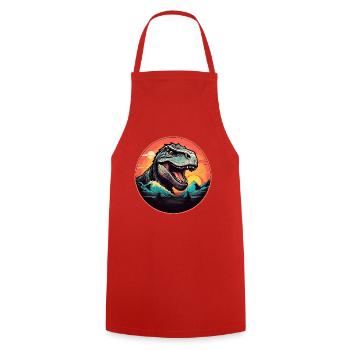 Tyrannosaurus Rex T-Rex dans un cercle coloré - Tablier de cuisine - rouge - Devant - AI Model Male 185 dark (185cm)