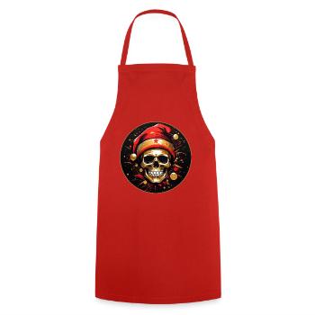 Crâne de Noël coloré avec chapeau de père Noël - Tablier de cuisine - rouge - Devant - AI Model Male 185 dark (185cm)