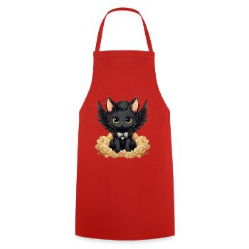 Dark Emo Gothic Angel Cat – Distinctive - Cooking Apron - red - Front - AI Model Male 185 dark (185cm)