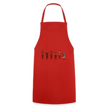 Dieux Tiki - Tablier de cuisine - rouge - Devant - AI Model Male 185 dark (185cm)