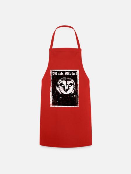 Hibou en métal noir - Tablier de cuisine - rouge