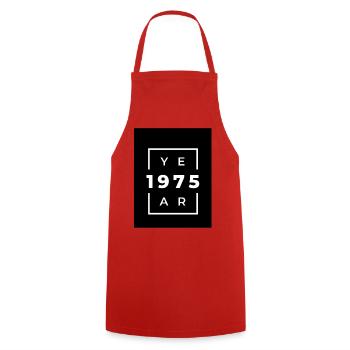 Grunge Design Jahr 1975 Minimalistisch - Kochschürze - Rot - Vorne - AI Model Male 185 dark (185cm)