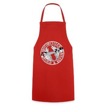 I am a Biker. - Cooking Apron - red - Front - AI Model Male 185 dark (185cm)