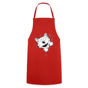 Drôle de chat rit - Tablier de cuisine - rouge - Devant - AI Model Male 185 dark (185cm)