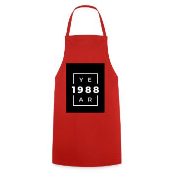 Design Typographique Année 1988 - Tablier de cuisine - rouge - Devant - AI Model Male 185 dark (185cm)