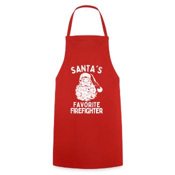 Le pompier préféré du Père Noël - Tablier de cuisine - rouge - Devant - AI Model Male 185 dark (185cm)