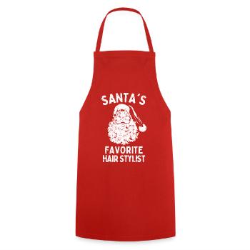 Weihnachten Friseur Santa's Favorite Hair Stylist - Kochschürze - Rot - Vorne - AI Model Male 185 dark (185cm)