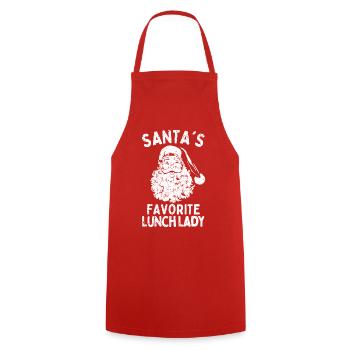 Père Noël préféré Lunch Lady drôle de dicton de Noël - Tablier de cuisine - rouge - Devant - AI Model Male 185 dark (185cm)