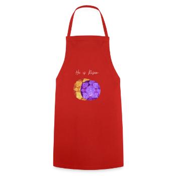 He is Risen Geometric Gem - Cooking Apron - red - Front - AI Model Male 185 dark (185cm)