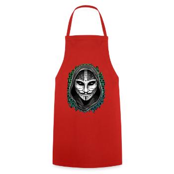 Anonymous Hacker - Cooking Apron - red - Front - AI Model Male 185 dark (185cm)