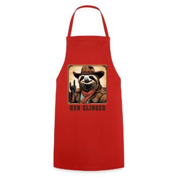 Sloth Gun Slinger - Cooking Apron - red - Front - AI Model Male 185 dark (185cm)