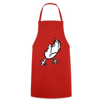 Ausdrucksstarker Cartoon-Huhn-Print - Kochschürze - Rot - Vorne - AI Model Male 185 dark (185cm)