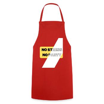 No Stress No Party - Cooking Apron - red - Front - AI Model Male 185 dark (185cm)