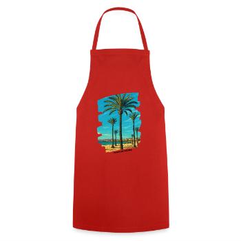 Playa de Palma - Mallorca - Cooking Apron - red - Front - AI Model Male 185 dark (185cm)