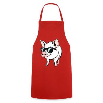 Pig - Cooking Apron - red - Front - AI Model Male 185 dark (185cm)