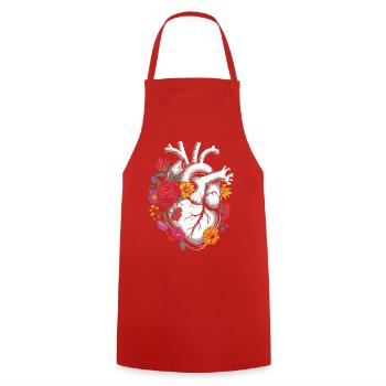 Floral heart design for emotional wear - Cooking Apron - red - Front - AI Model Male 185 dark (185cm)