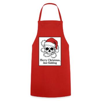 Christmas Skull - Cooking Apron - red - Front - AI Model Male 185 dark (185cm)