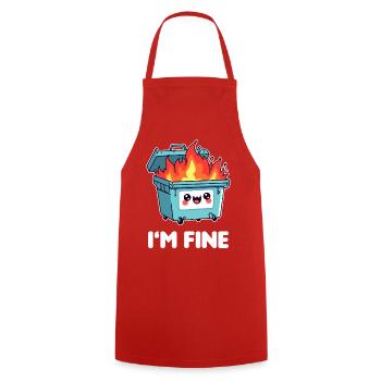 Poubelle Kawaii En Feu - Tablier de cuisine - rouge - Devant - AI Model Male 185 dark (185cm)