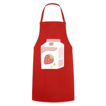 Erdbeer-Milch-Box-Illustration - Kochschürze - Rot - Vorne - AI Model Male 185 dark (185cm)