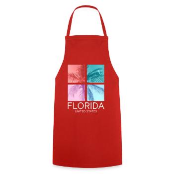 Florida USA Miami America Summer Palm Trees Beach - Cooking Apron - red - Front - AI Model Male 185 dark (185cm)