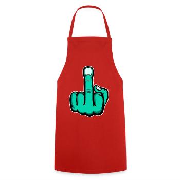 Doigt d’honneur doigt puant design vert - Tablier de cuisine - rouge - Devant - AI Model Male 185 dark (185cm)