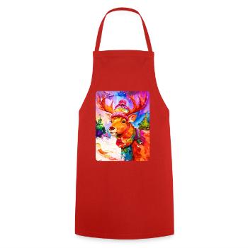 Reindeer with bobble hat - Cooking Apron - red - Front - AI Model Male 185 dark (185cm)