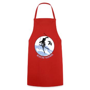 Design Haute-Savoie 74 - Tablier de cuisine - rouge - Devant - AI Model Male 185 dark (185cm)