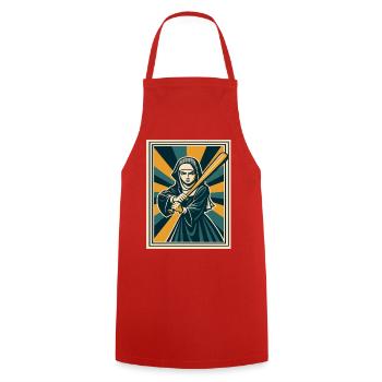 Nun with baseball bat - Cooking Apron - red - Front - AI Model Male 185 dark (185cm)