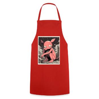 Pink Creature in the Rain - Cooking Apron - red - Front - AI Model Male 185 dark (185cm)