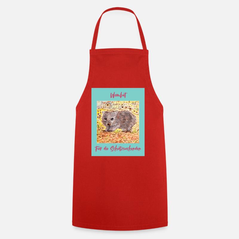 Wombat Shelter Seeker Illustration - Cooking Apron - red