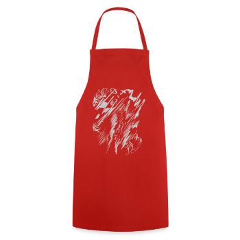 Contexte artistique abstrait - Gris - Tablier de cuisine - rouge - Devant - AI Model Male 185 dark (185cm)