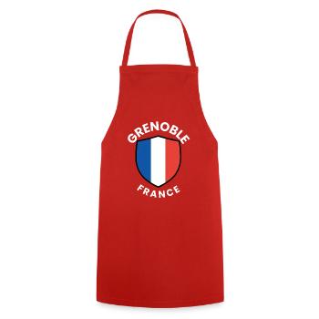 Blason français : Grenoble - Tablier de cuisine - rouge - Devant - AI Model Male 185 dark (185cm)
