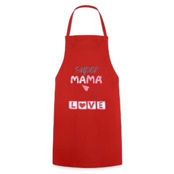 Super Mama - Herz Design - Kochschürze - Rot - Vorne - AI Model Male 185 dark (185cm)