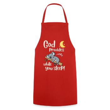 Jesus - Koala - God provides - christian -Faith - Cooking Apron - red - Front - AI Model Male 185 dark (185cm)