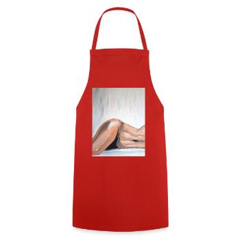 Impressionist Nude Lying Down - Cooking Apron - red - Front - AI Model Male 185 dark (185cm)