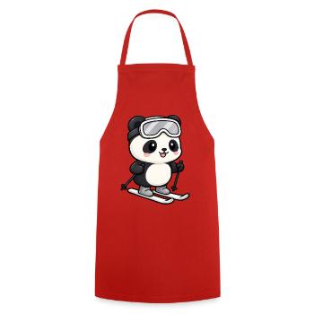 Süßer Panda Kawaii Skifahrer Cartoon - Kochschürze - Rot - Vorne - AI Model Male 185 dark (185cm)