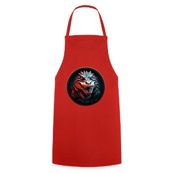 Crocodile alligator with open mouth in circle area - Cooking Apron - red - Front - AI Model Male 185 dark (185cm)