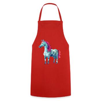 Cheval blanc en design d’art polygonal rose - Tablier de cuisine - rouge - Devant - AI Model Male 185 dark (185cm)