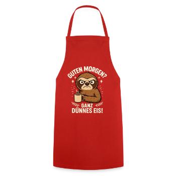 Good morning very thin saying sloth - Cooking Apron - red - Front - AI Model Male 185 dark (185cm)