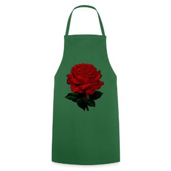 Rose vintage rouge - Tablier de cuisine - vert foncé - Devant - AI Model Male 185 dark (185cm)