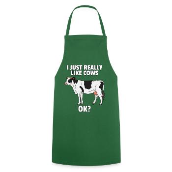 Vache Vaches Farmer Farm Farmer Farmer Gift - Tablier de cuisine - vert foncé - Devant - AI Model Male 185 dark (185cm)