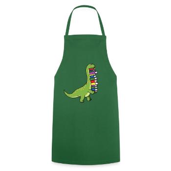 Dinosaur Dino book reading bookworm books - Cooking Apron - green - Front - AI Model Male 185 dark (185cm)