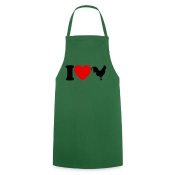 J'aime le cadeau de coeur de poulets J'aime le poulet - Tablier de cuisine - vert foncé - Devant - AI Model Male 185 dark (185cm)