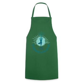 Yoga Meditation Natur Sonne Design mit Aufschrift - Kochschürze - Grün - Vorne - AI Model Male 185 dark (185cm)