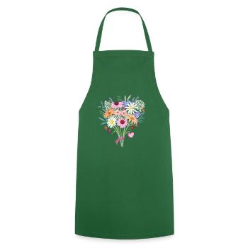 Bouquet with heart, customizable. - Cooking Apron - green - Front - AI Model Male 185 dark (185cm)