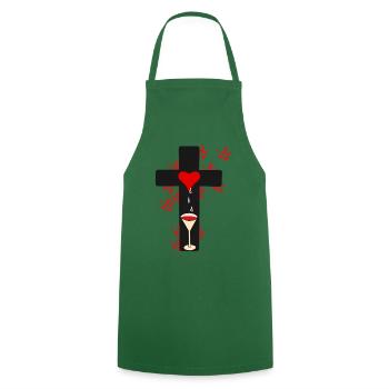 Ritual Okkult Kreuz Dark Halloween Satan Voodoo - Kochschürze - Grün - Vorne - AI Model Male 185 dark (185cm)